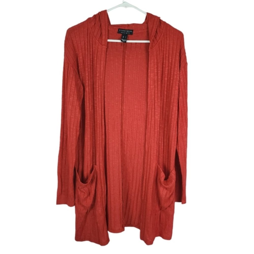 Hooded lonegline cardigan